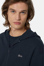 Full Zip Sweatshirt In Organic Cotton Blend, Navy blue, hi-res