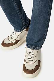 Sneakers aus Leder-Samt-Mix, Taupe, hi-res