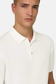 Polo Di Maglia In Cotone Seta, Bianco, thumb, 4