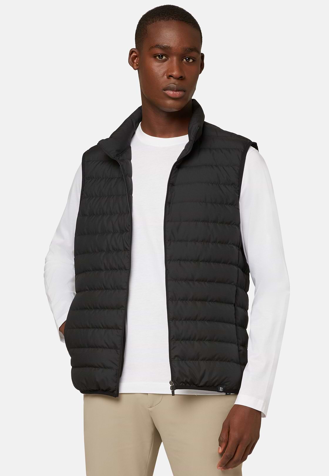 Gilet En Tissu Recyclé En Duvet D'Oie, Noir, hi-res