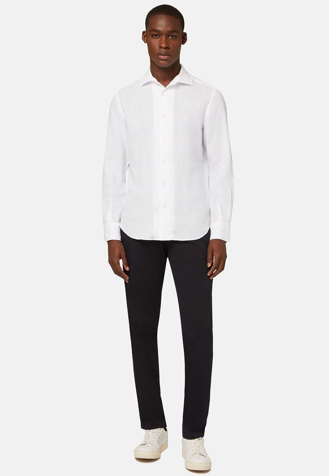 Regular Fit White Linen Shirt, White, hi-res