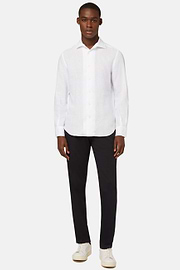 Chemise Blanche En Lin Coupe Droite, Blanc, hi-res