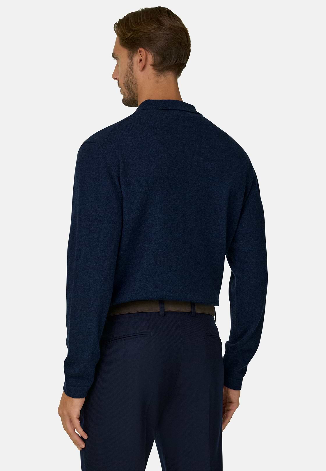 Knitted Shirt in Wool Cashmere, Navy blue, hi-res, 4