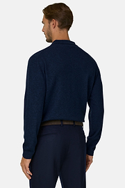 Knitted Shirt in Wool Cashmere, Navy blue, thumb, 4