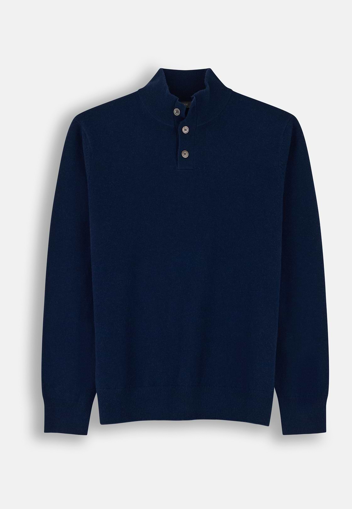 Roll Neck Jumper Buttons in Wool Cashmere, Navy blue, hi-res, 5