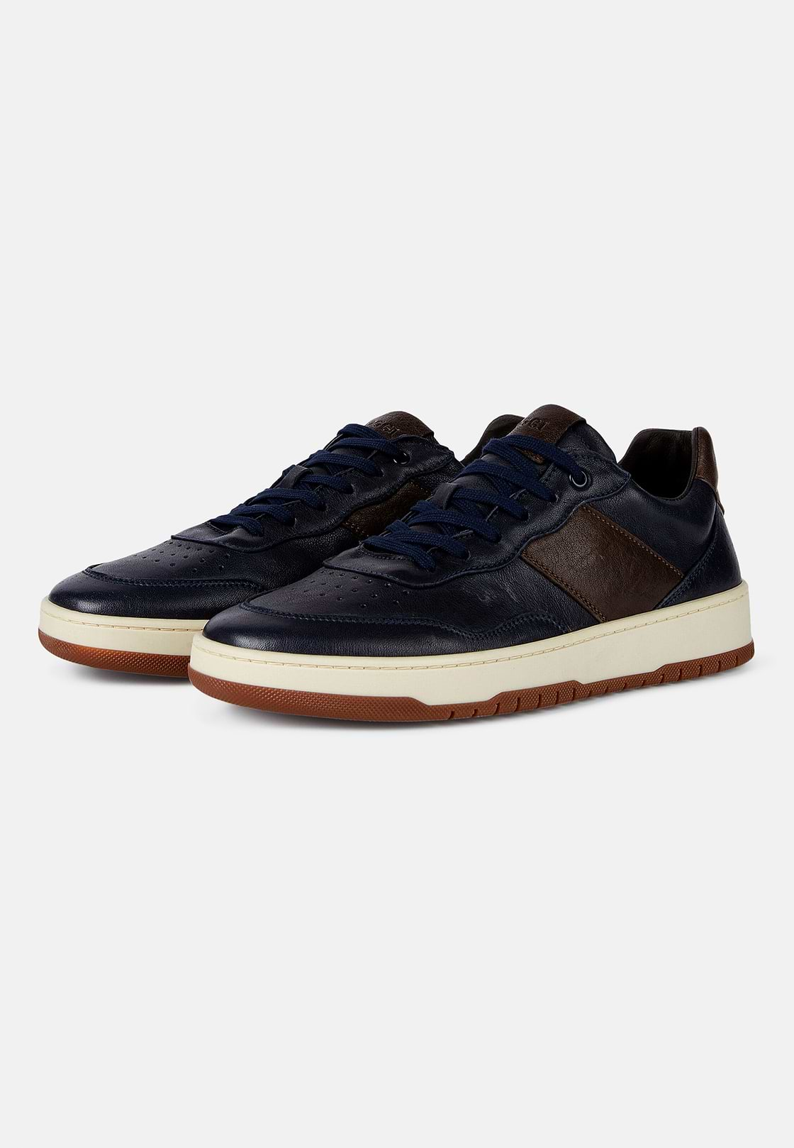 Leather Trainers, Navy blue, hi-res