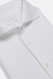 Camisa Estilo Polo De Piqué Hilo De Escocia Slim Fit, Blanco, hi-res