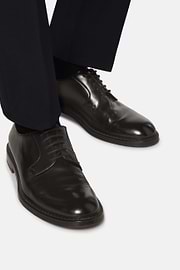 Leather Derby Shoes, Black, hi-res
