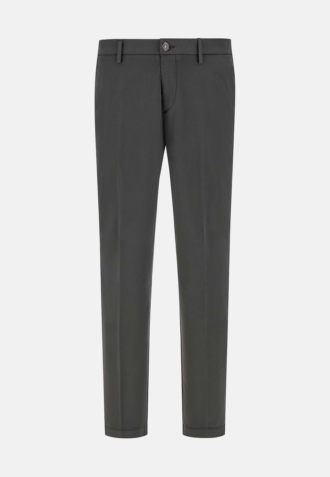 Pantaloni In Cotone Tencel Elasticizzato, Carbone, hi-res