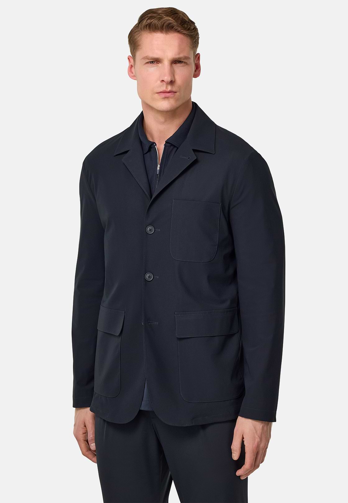 Veste B Tech En Nylon Stretch, bleu marine, hi-res