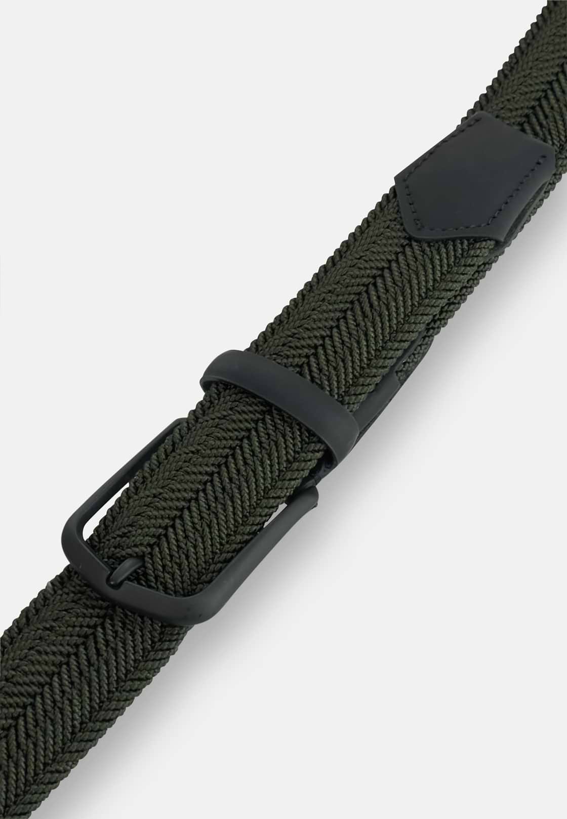 Gürtel Flechtmuster Stretchgewebe Mischgewebe Viskose, Militärgrün, hi-res, 3