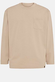 T-Shirt in Misto Cotone Organico, Beige, hi-res