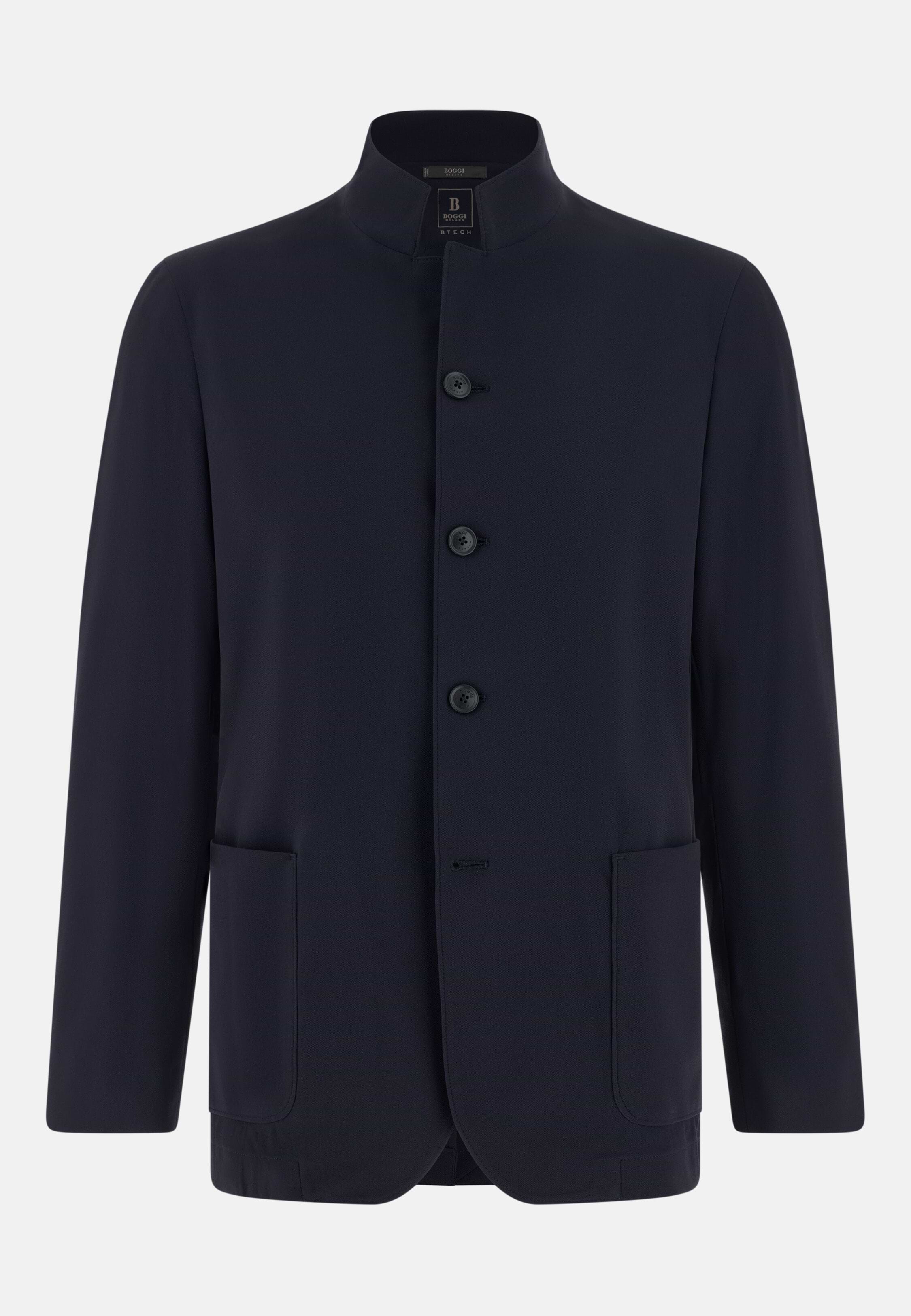 Men's B-Tech Stretch Nylon Jacket, Navy blue | Boggi Milano Men's B-Tech Stretch Nylon Jacket, Navy blue | Boggi Milano