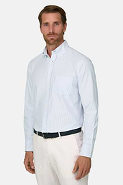 Overhemd Gestreept Oxford Katoen Regular Fit, Light Blue, thumb, 1