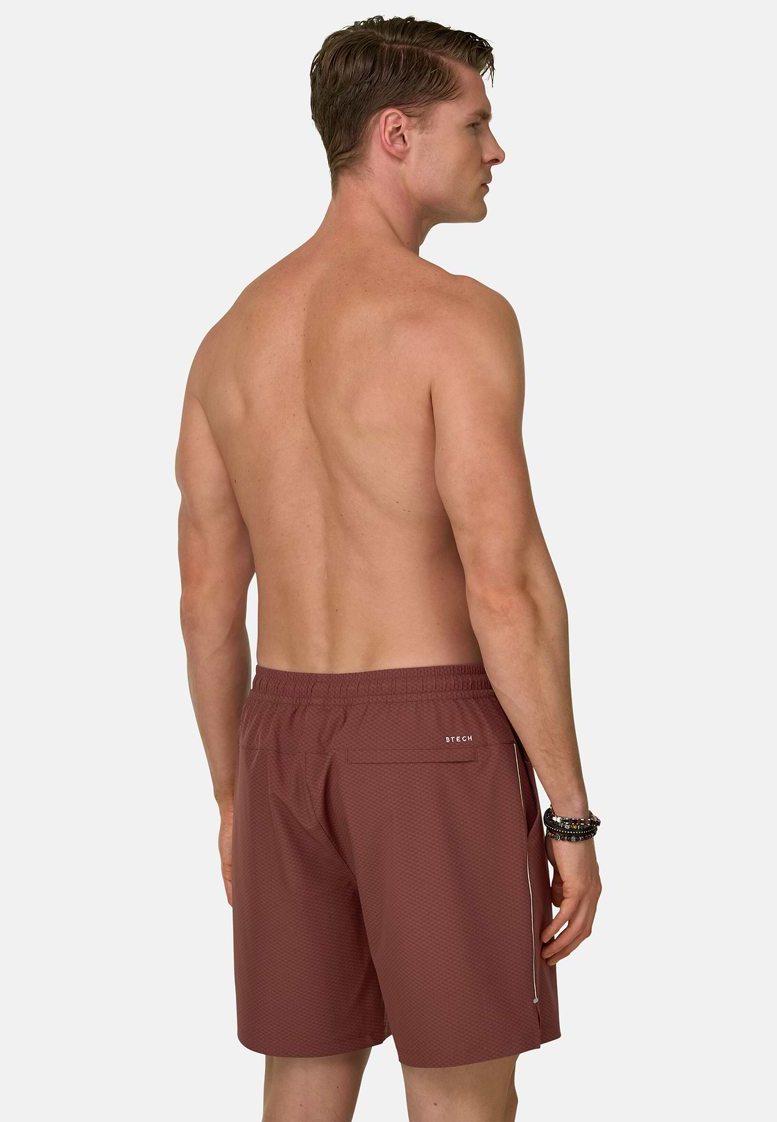 Bedruckte Badehose Aus Technischem Gewebe, Rosso, hi-res, 3