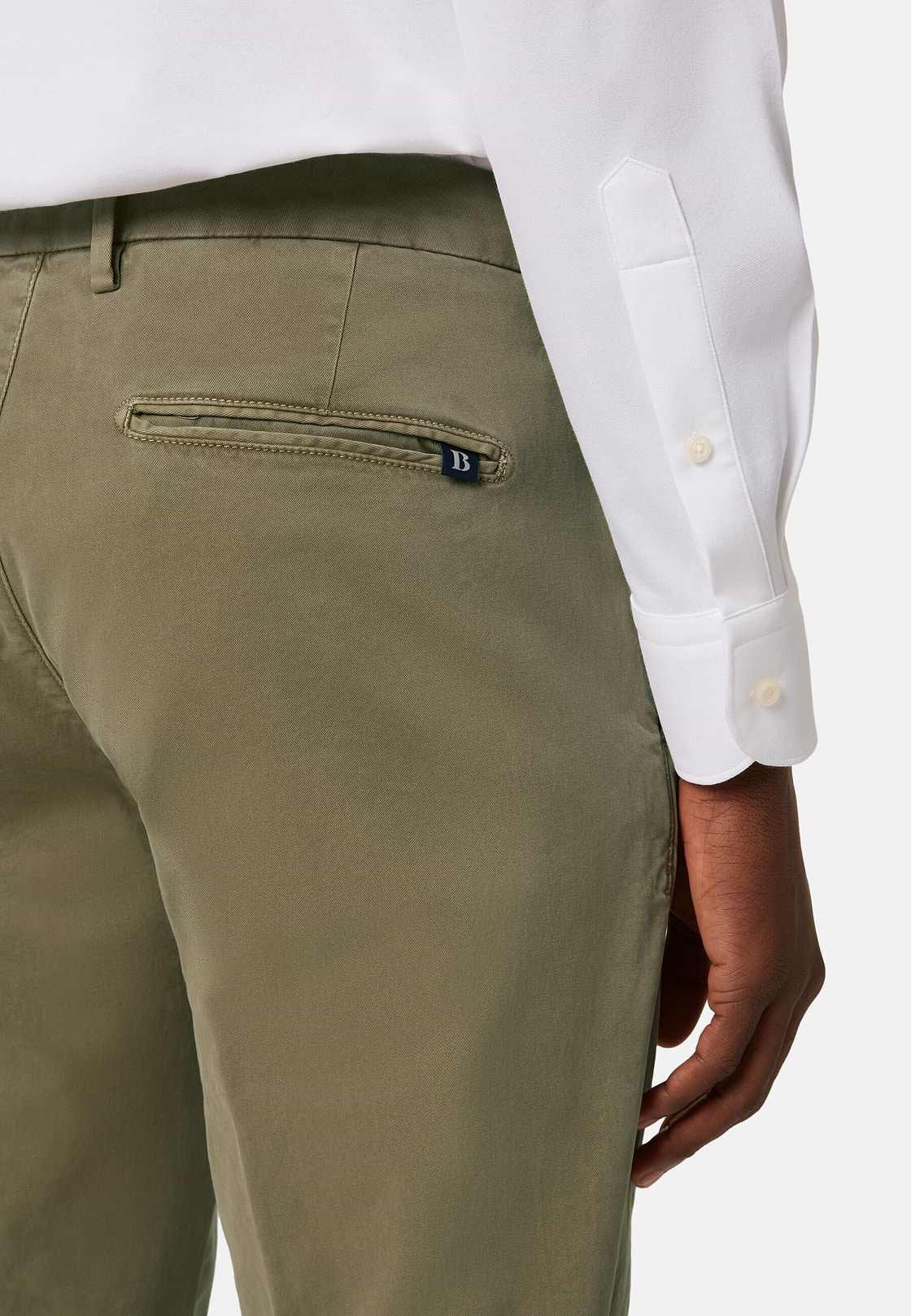 Pantaloni In Cotone Elasticizzato, Kaki, hi-res