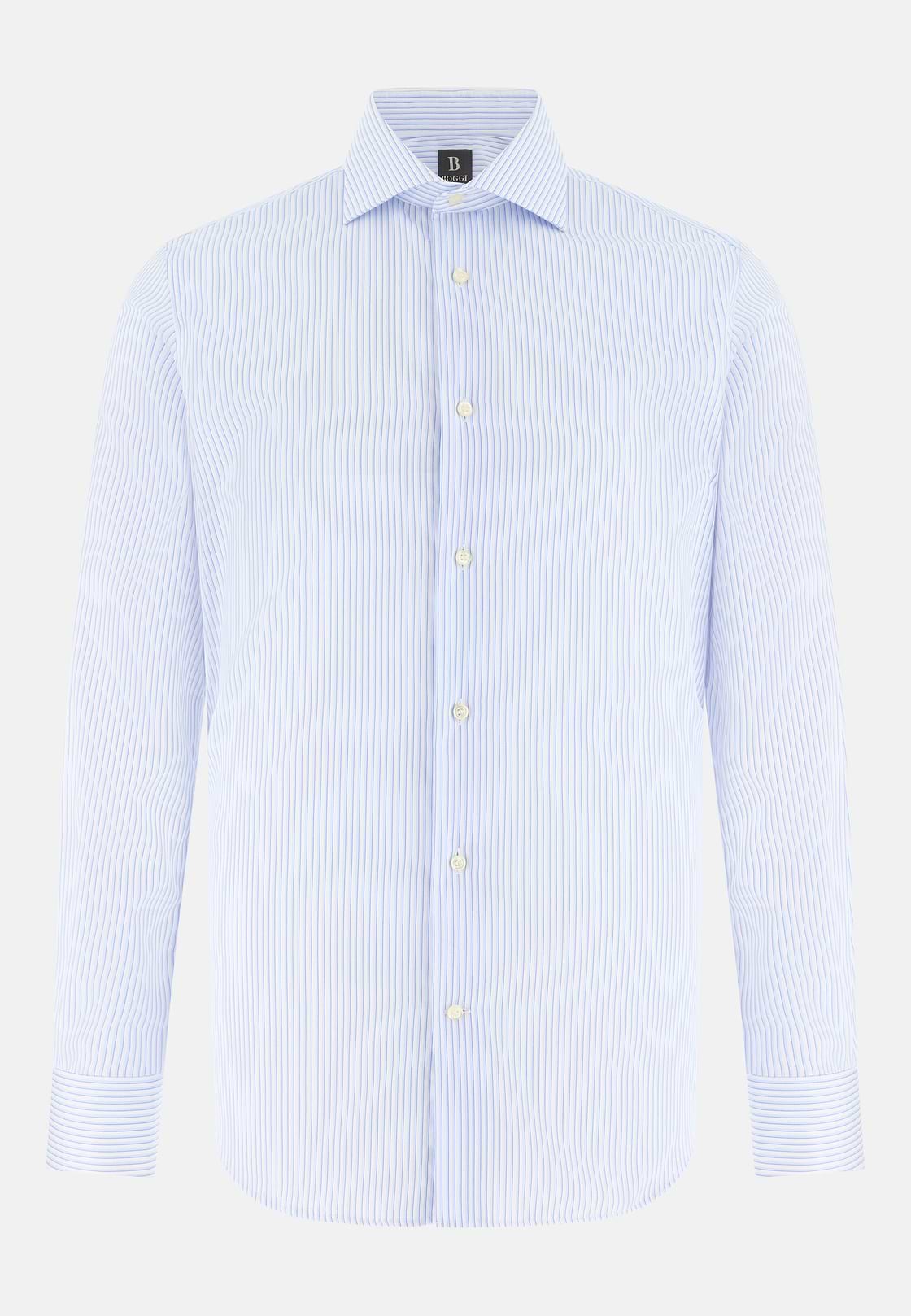 Camicia A Righe In Cotone Regular Fit, Azzurro, hi-res, 6