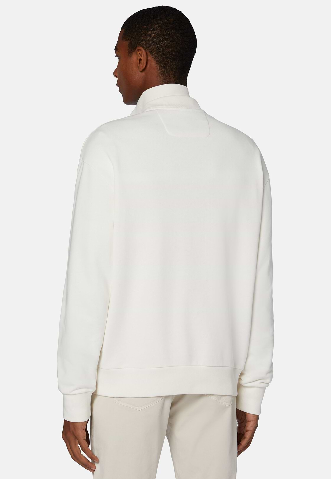 Half Zip Sweatshirt In Organic Cotton Blend, White, hi-res