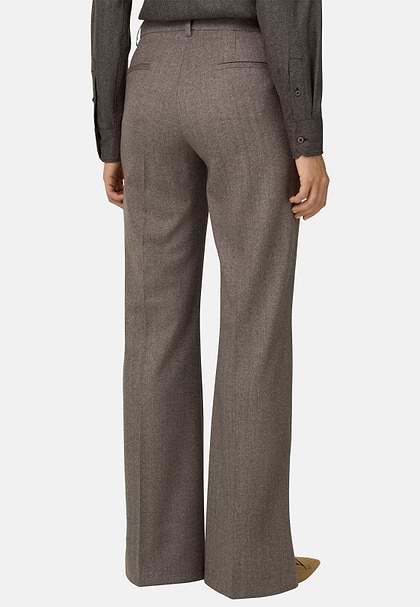 Spodnie Wełniane Wide Leg, Taupe, hi-res