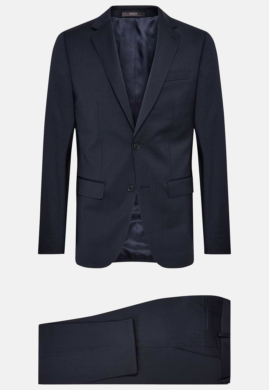 Blue Pinstripe Stretch Wool Suit, Navy blue, hi-res