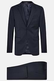 Blue Pinstripe Stretch Wool Suit, Navy blue, hi-res