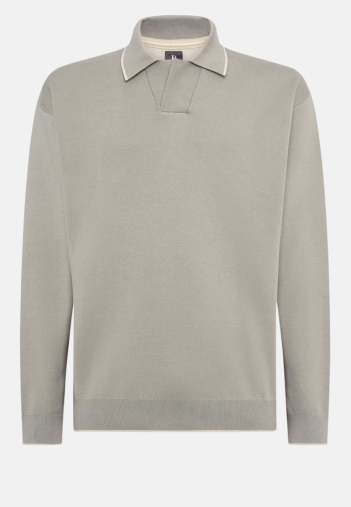 Taupe Polo Jumper In Organic Cotton And Nylon, Taupe, hi-res