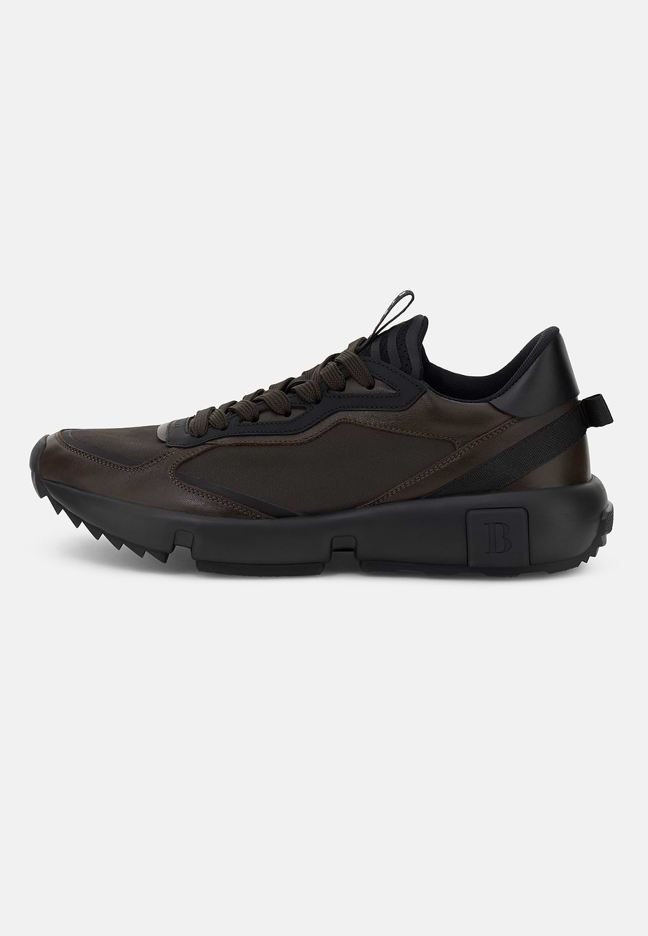 Trail Trainers in Leather and Technical Fabric, Dark brown, hi-res
