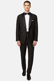 Veste De Smoking Noir En Laine Avec Revers Châle, Noir, hi-res