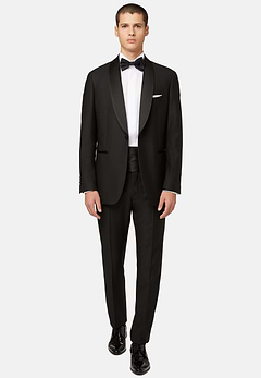 Veste De Smoking Noir En Laine Avec Revers Châle
