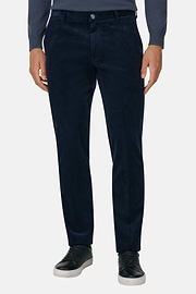 Trousers in Stretch Velvet, Navy blue, thumb, 1