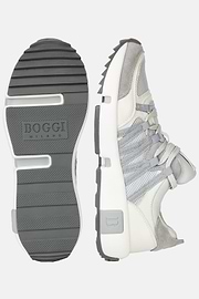 Technical Fabric and Leather Trainers, Grey, hi-res