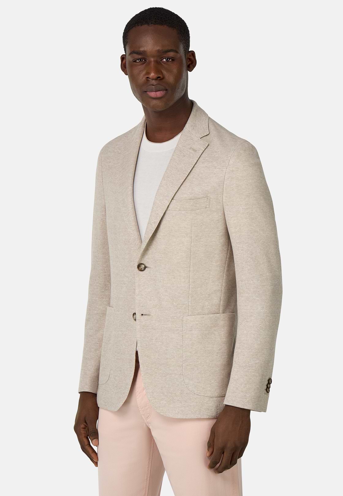 Veste En Coton Et Lin Mélangés B Jersey, Sable, hi-res