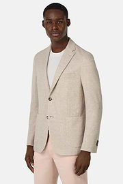 Veste En Coton Et Lin Mélangés B Jersey, Sable, hi-res
