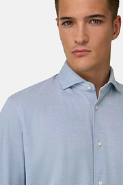 Polo Camicia In Pique, Azzurro, thumb, 4
