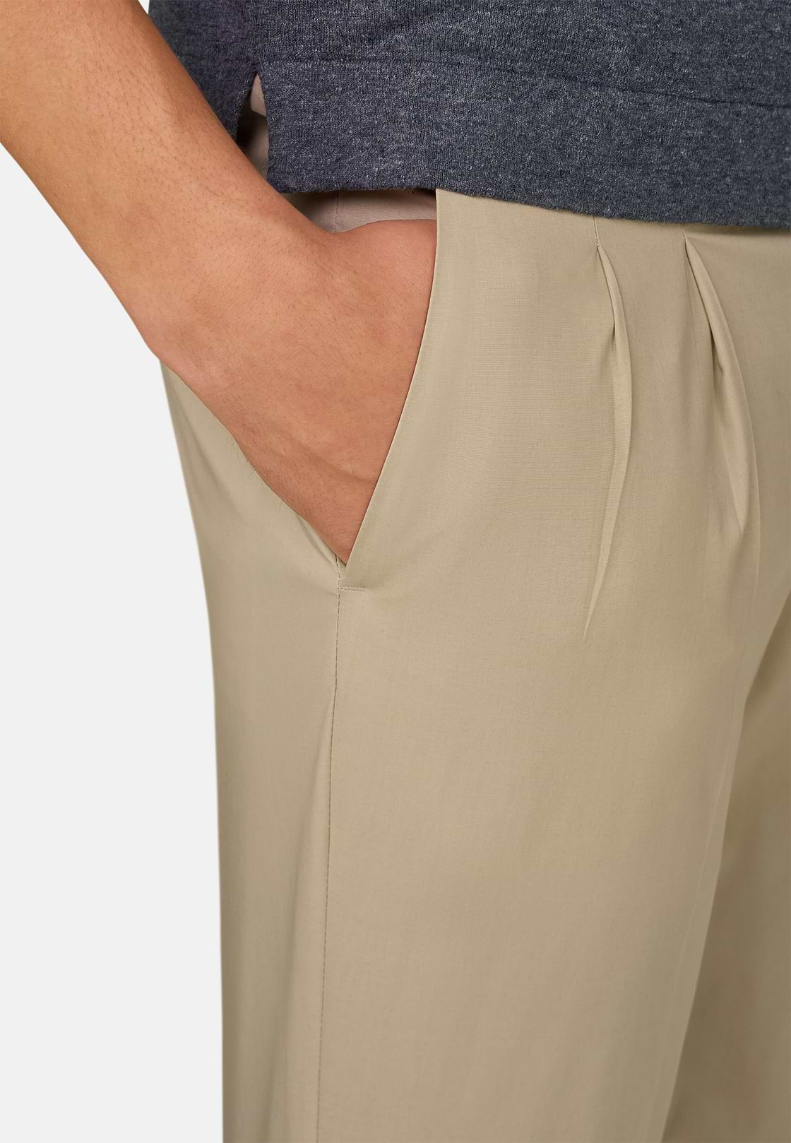 Pantalon En Coton Tencel, Beige, hi-res, 4