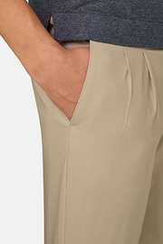 Pantalon En Coton Tencel, Beige, thumb, 4