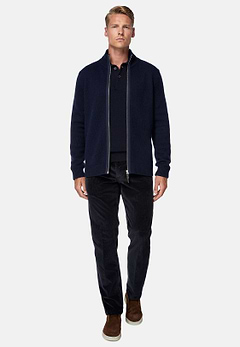 Navy Cashmere Full Zip Jumper