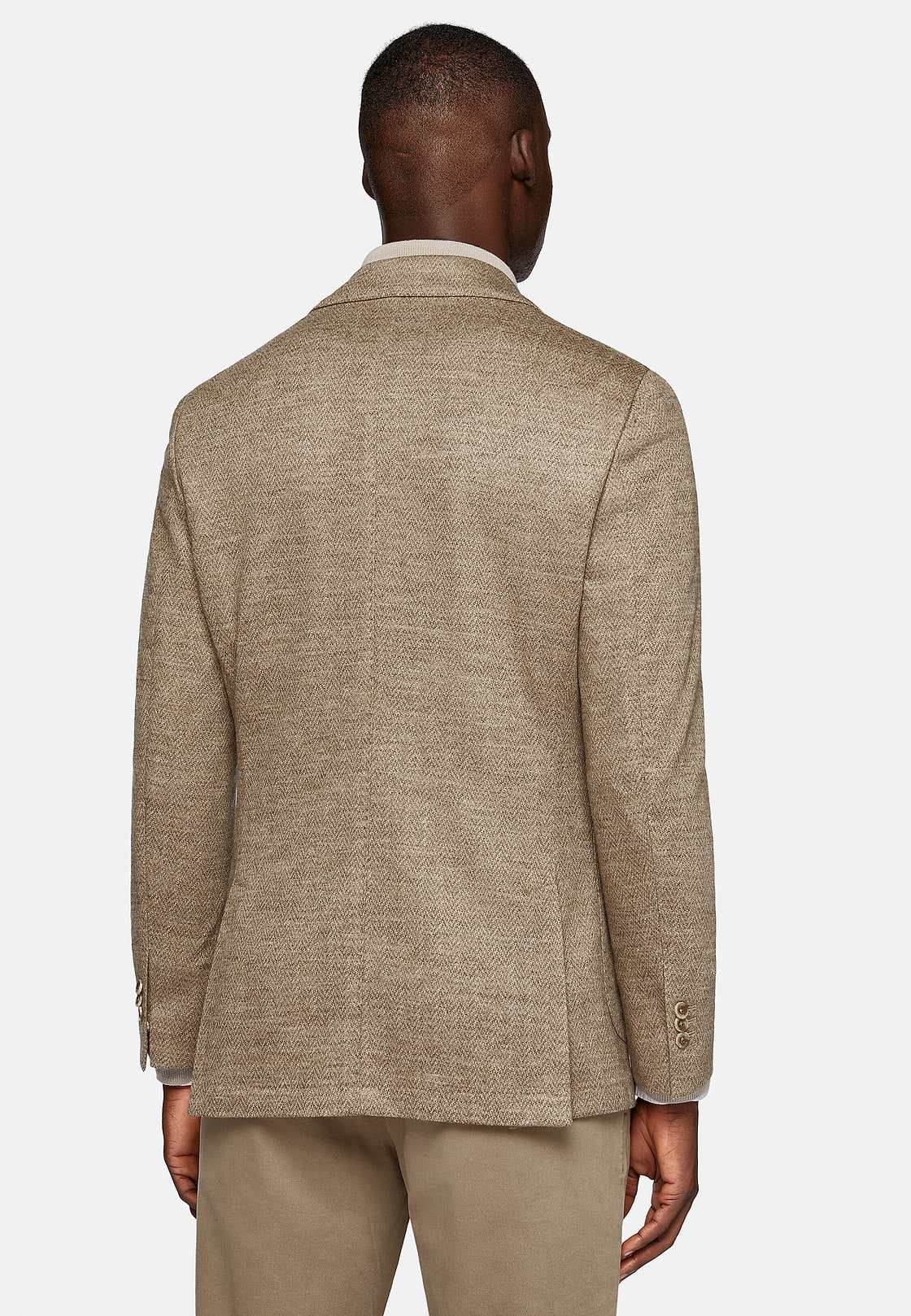 Veste Gris Tourterelle B Jersey En Laine Mélangée, Taupe, hi-res