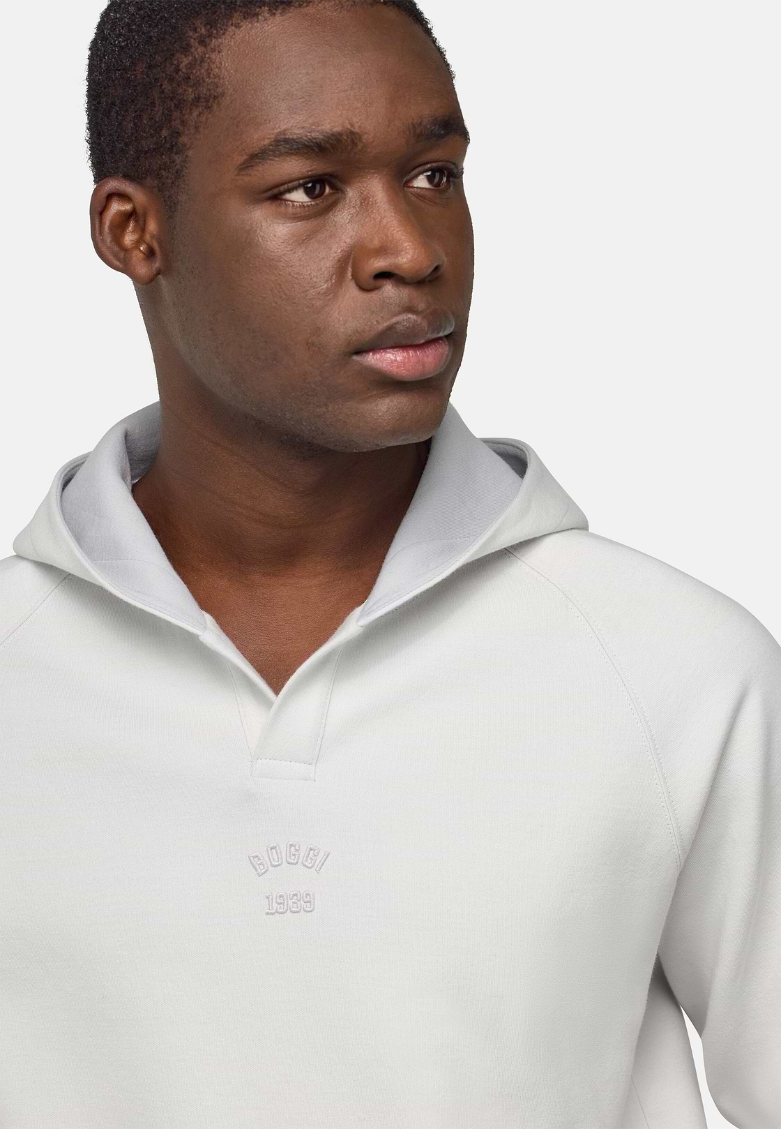Cotton Blend Hoodie, White, hi-res