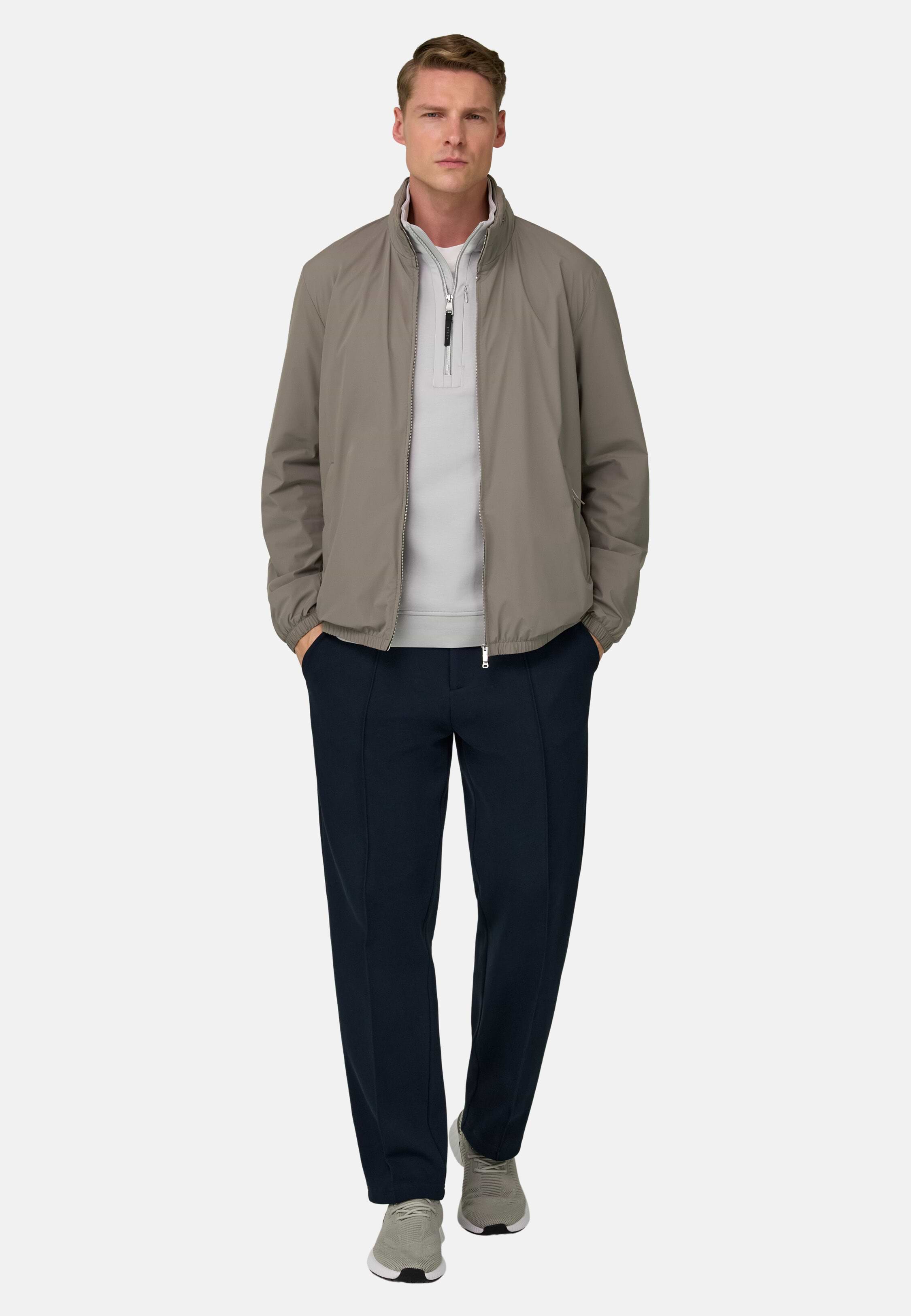BOGGI Milanoビジネスジャケット Men's Technical Fabric Bomber Jacket, Mud | Boggi Milano