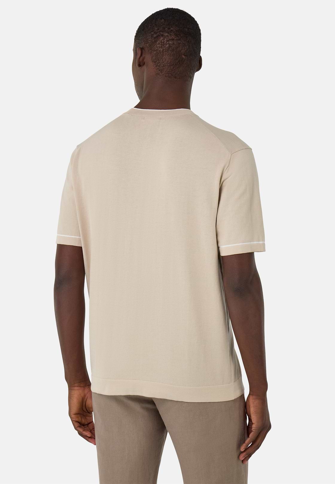 Cotton Crêpe Knit T-Shirt, Sand, hi-res