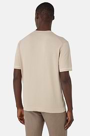 Cotton Crêpe Knit T-Shirt, Sand, hi-res