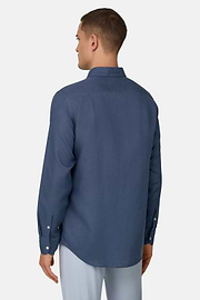 Camisa De Tencel Lino Regular Fit, Azul, thumb, 3