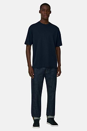 Dzianinowa koszulka z bawełny Pima, Navy blue, thumb, 2