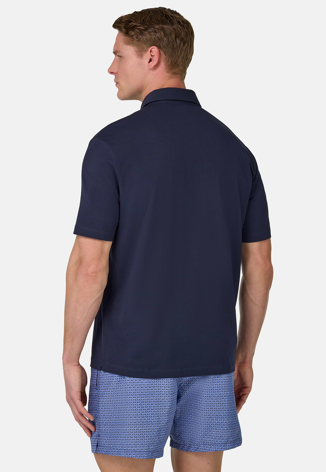 Polo Shirt In Stretch Supima Cotton, Navy blue, hi-res