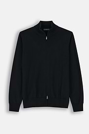 Full-Zip-Pullover aus extrafeiner Merinowolle, Schwarz, thumb, 5