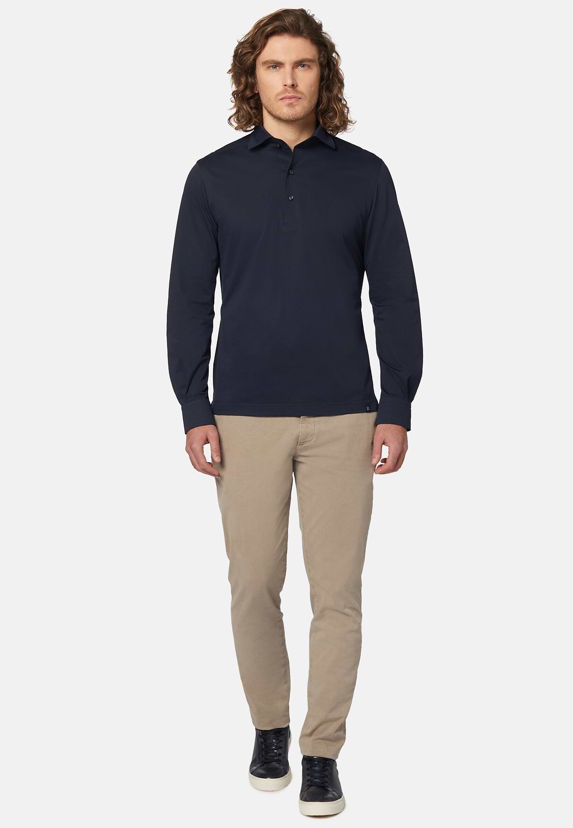 Polo Aus Japanischem Jersey, DARK NAVY, hi-res
