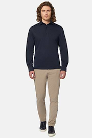Polo Aus Japanischem Jersey, DARK NAVY, hi-res