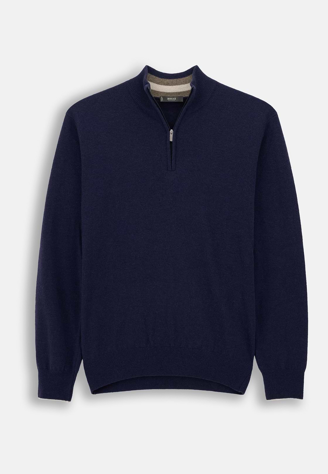 Quarter-Zip Jumper in Cashmere Blend, Navy blue, hi-res, 5