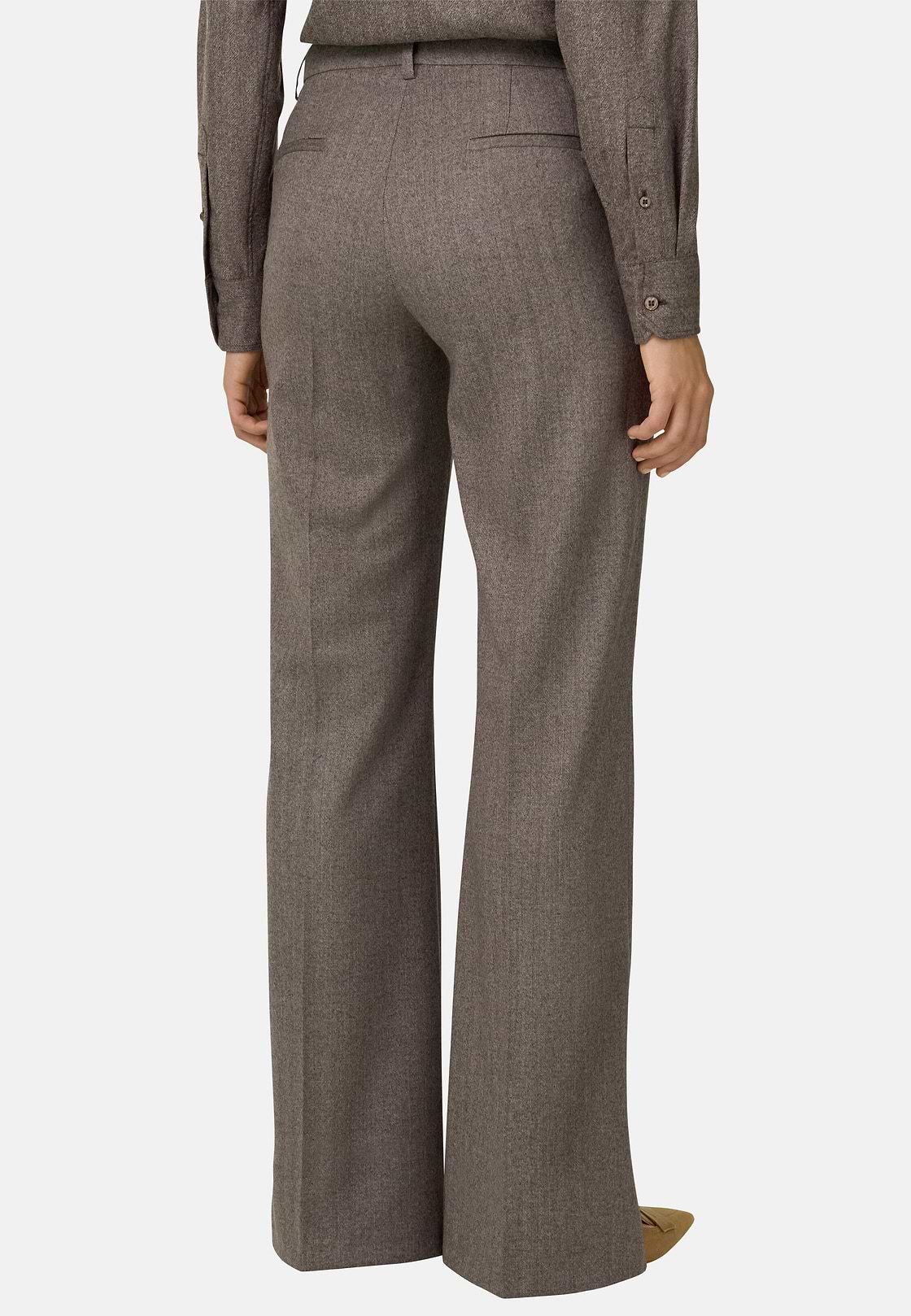 Wool Wide-Leg Trousers, Taupe, hi-res, 4